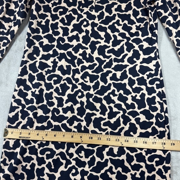 Diane Von Furstenberg DVF Silk Blend Navy Blue Light Peach Pink Tunic Dress 6 - Picture 10 of 16